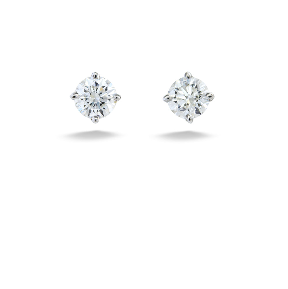 14K White Gold 0.74.tdw Round Diamond 4-Prong Studs