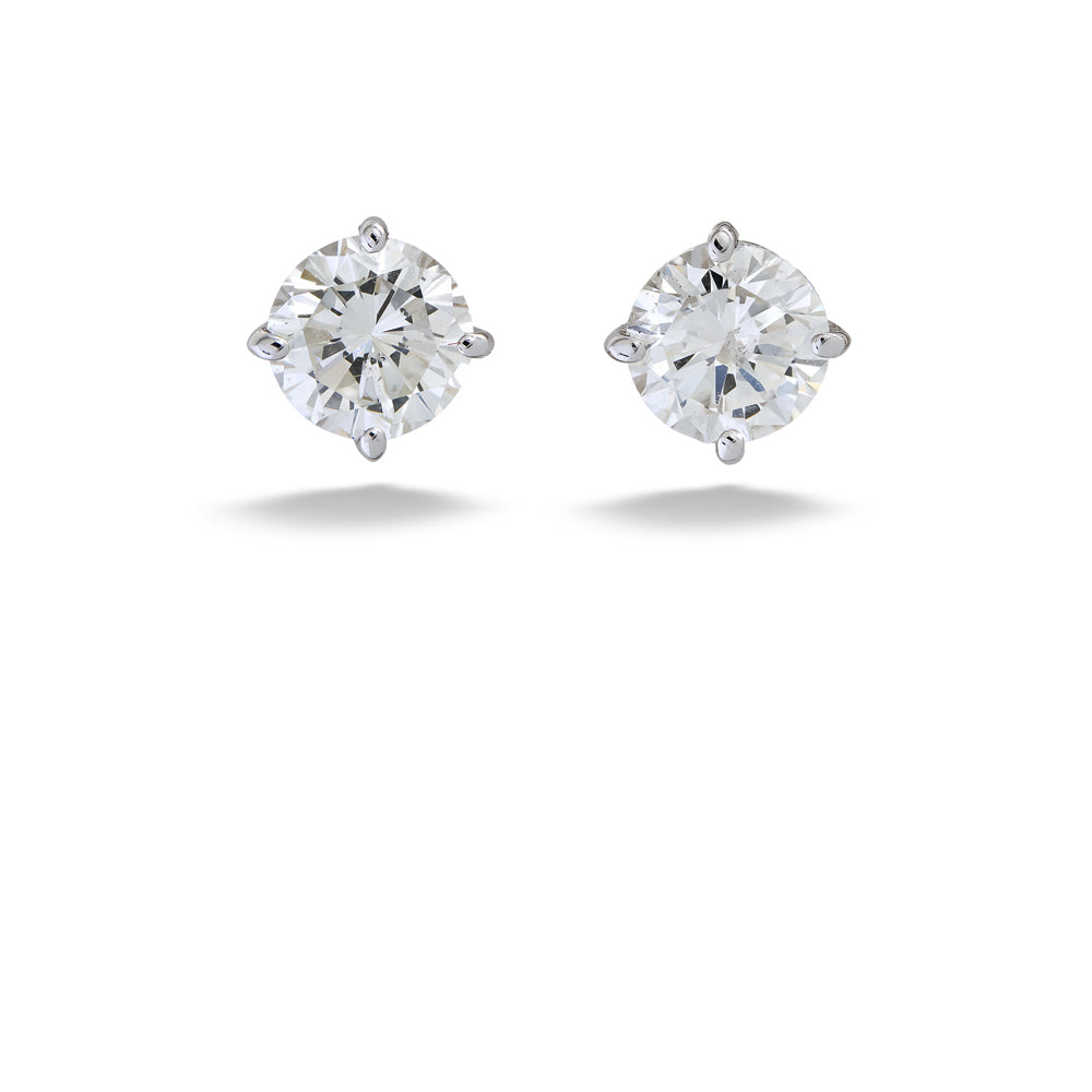 14K White Gold 2.17tdw Round Diamond 4-Prong Studs