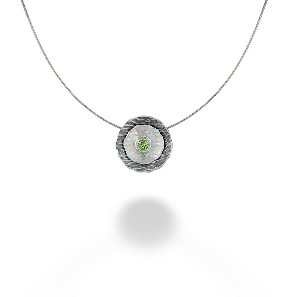 Double Poppy Peridot Pendant & Chain by Melanie Considine