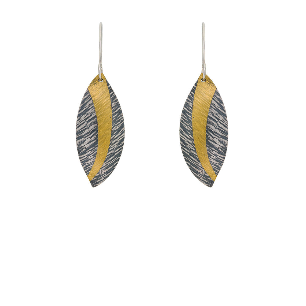 Oxidized Sterling Silver & Gold Laurel Leaf Earrings by Melanie Considine