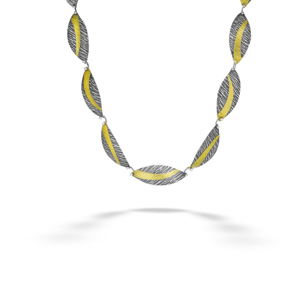 Oxidized Sterling Silver & Gold Laurel Leaf Necklace by Melanie Considine