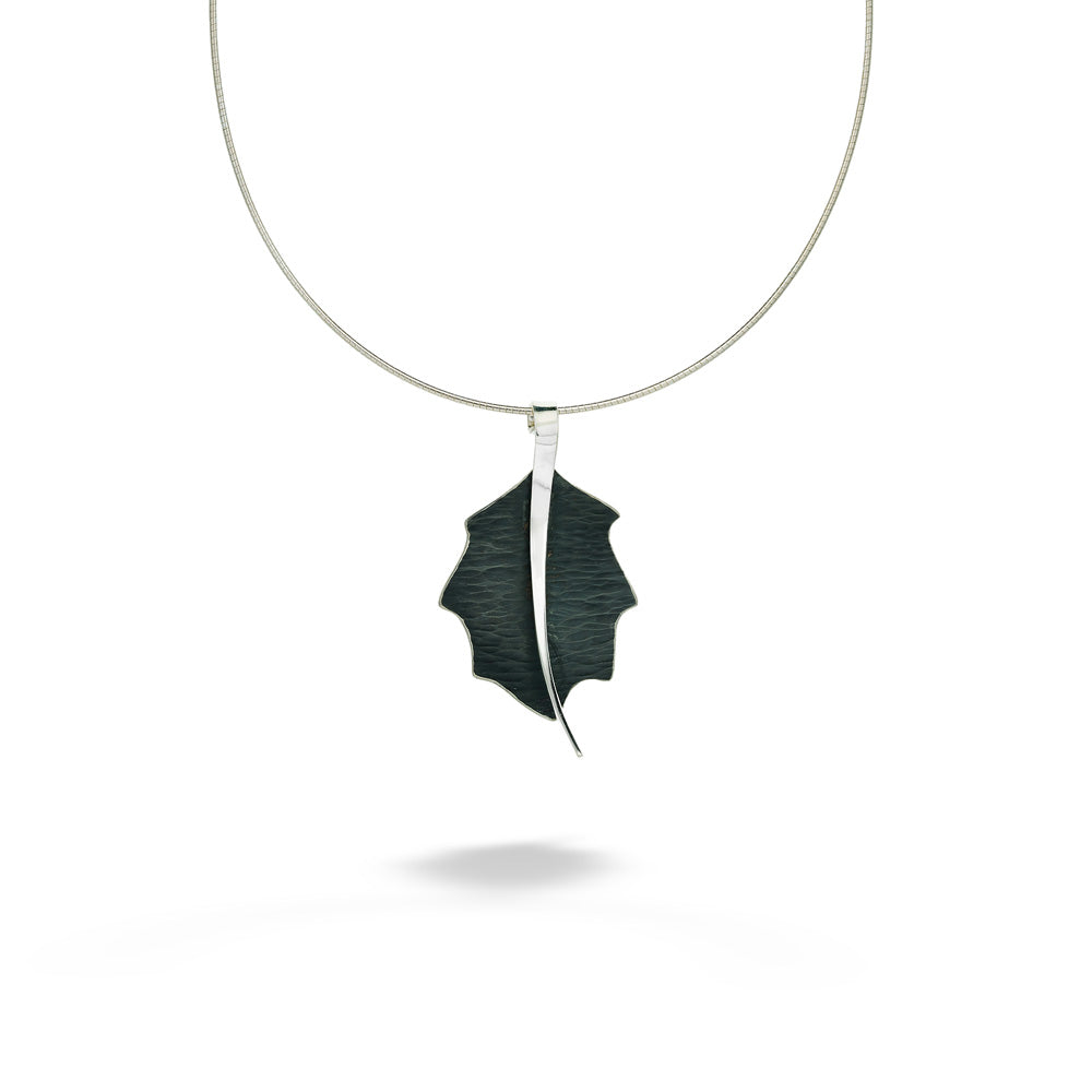 Oxidized Sterling Silver Oak Leaf Necklace by Melanie Considine