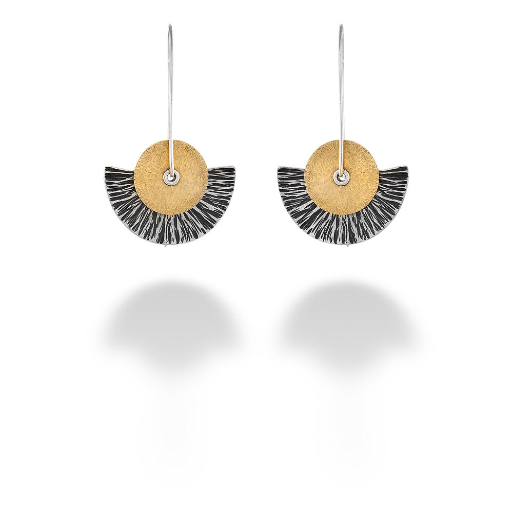 Oxidized Silver & Gold Sunburst Earrings by Melanie Considine