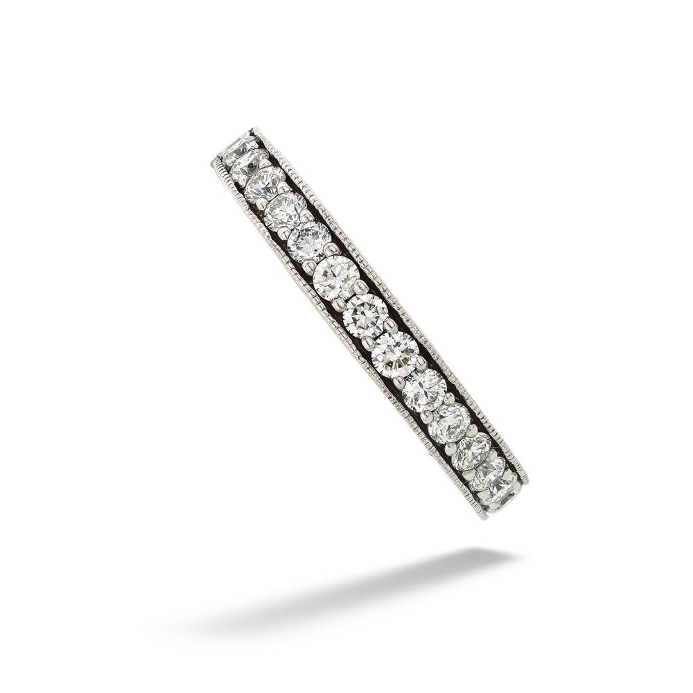 Diamond Bead Set Milgrain Edge Wedding Band