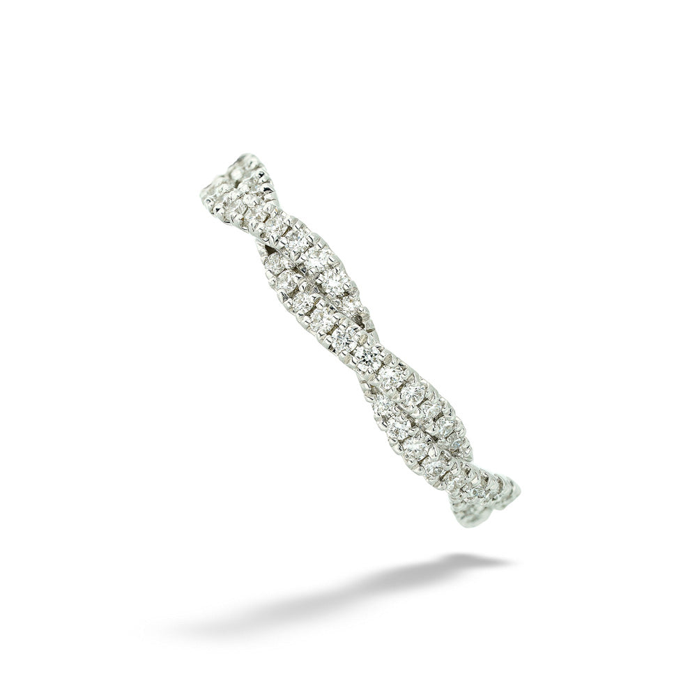 Diamond ring on a white background Twisted Diamond Wedding Band