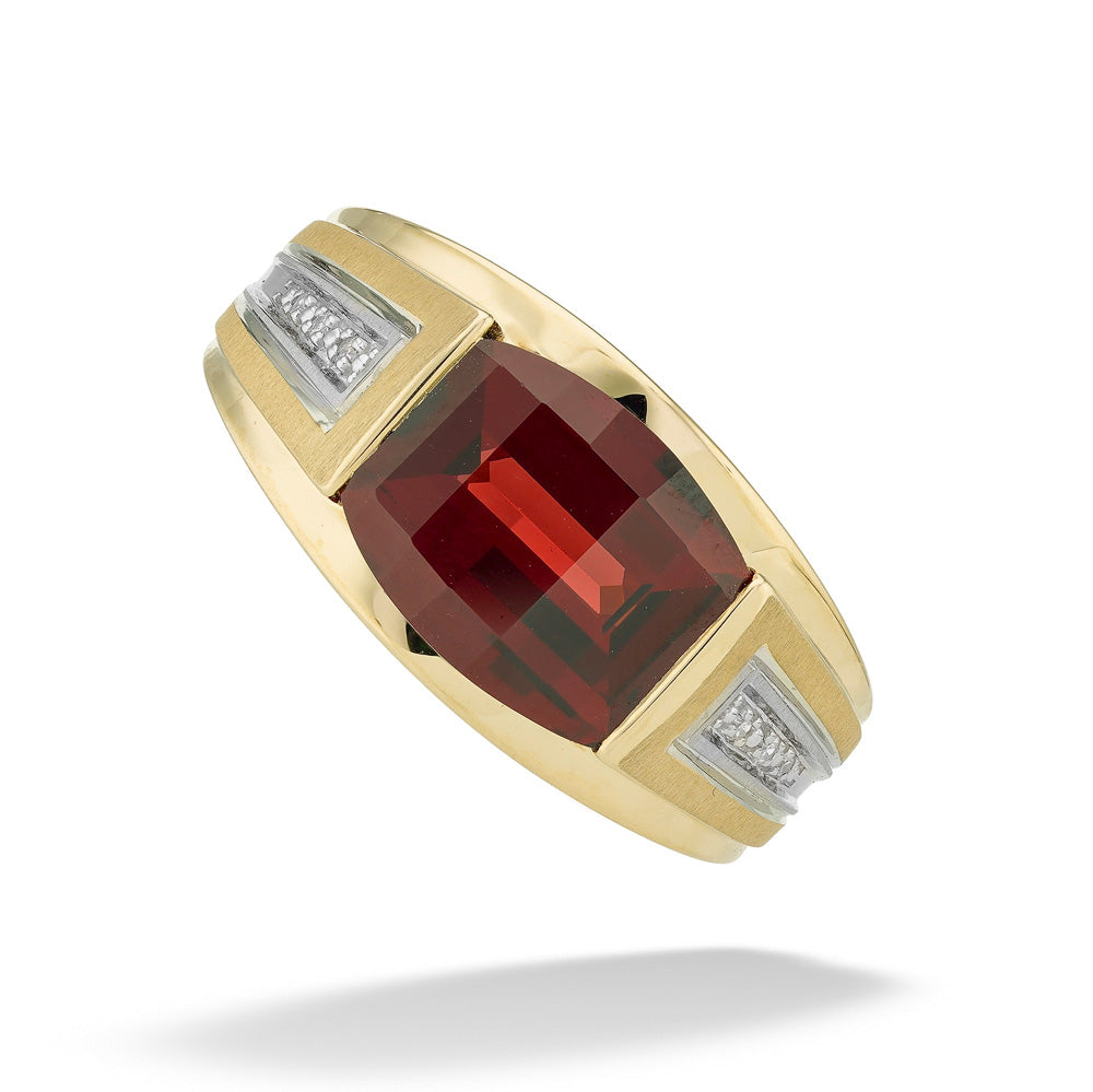 10ky/kw 4.5mm Garnet & 0.028tdw Diamond Ring, sz 10