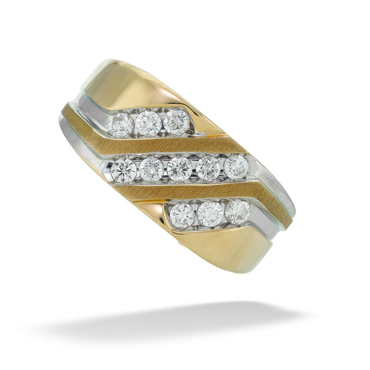 Three Row Gold & Diamond Ring