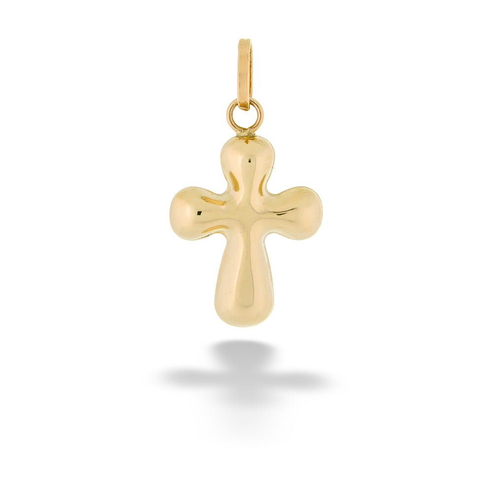 14K Yellow Gold Puffed Cross Pendant