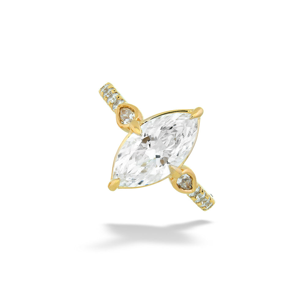 14K Gold Lab Grown Marquise Diamond Ring by Valina