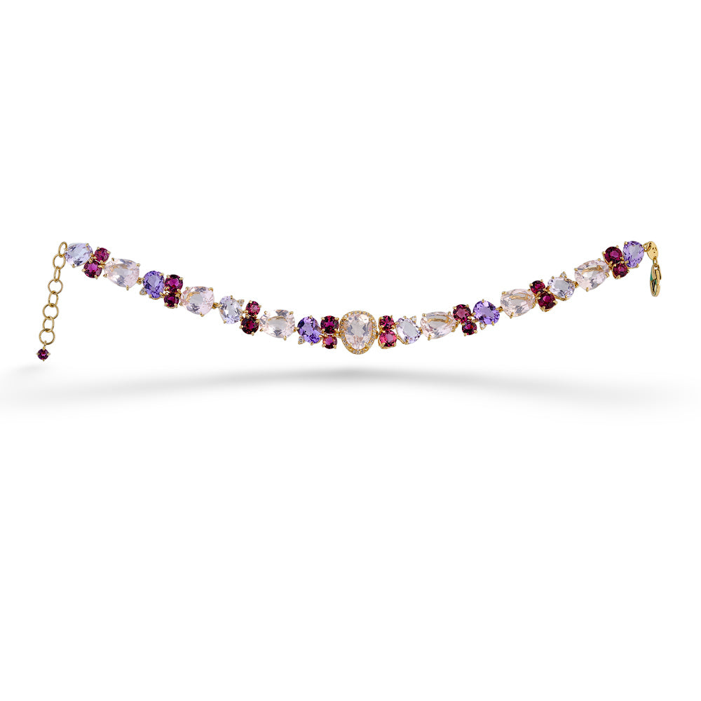  Amethyst, Pink Tourmaline, and Rose Quartz Bracelet by Vianna Brasil