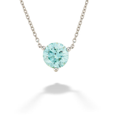 Blue Lab Grown Diamond Solitaire Necklace by Lightbox