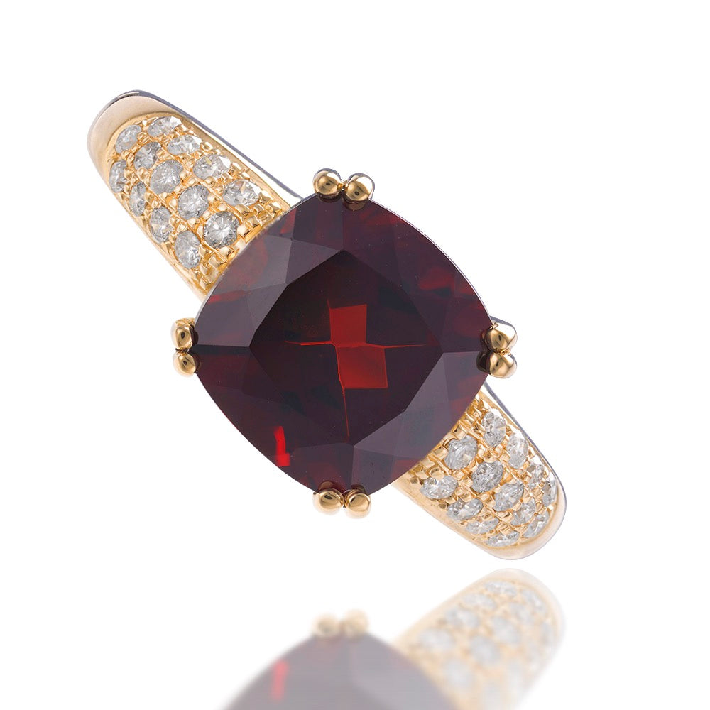 Garnet and Diamond Pave Ring