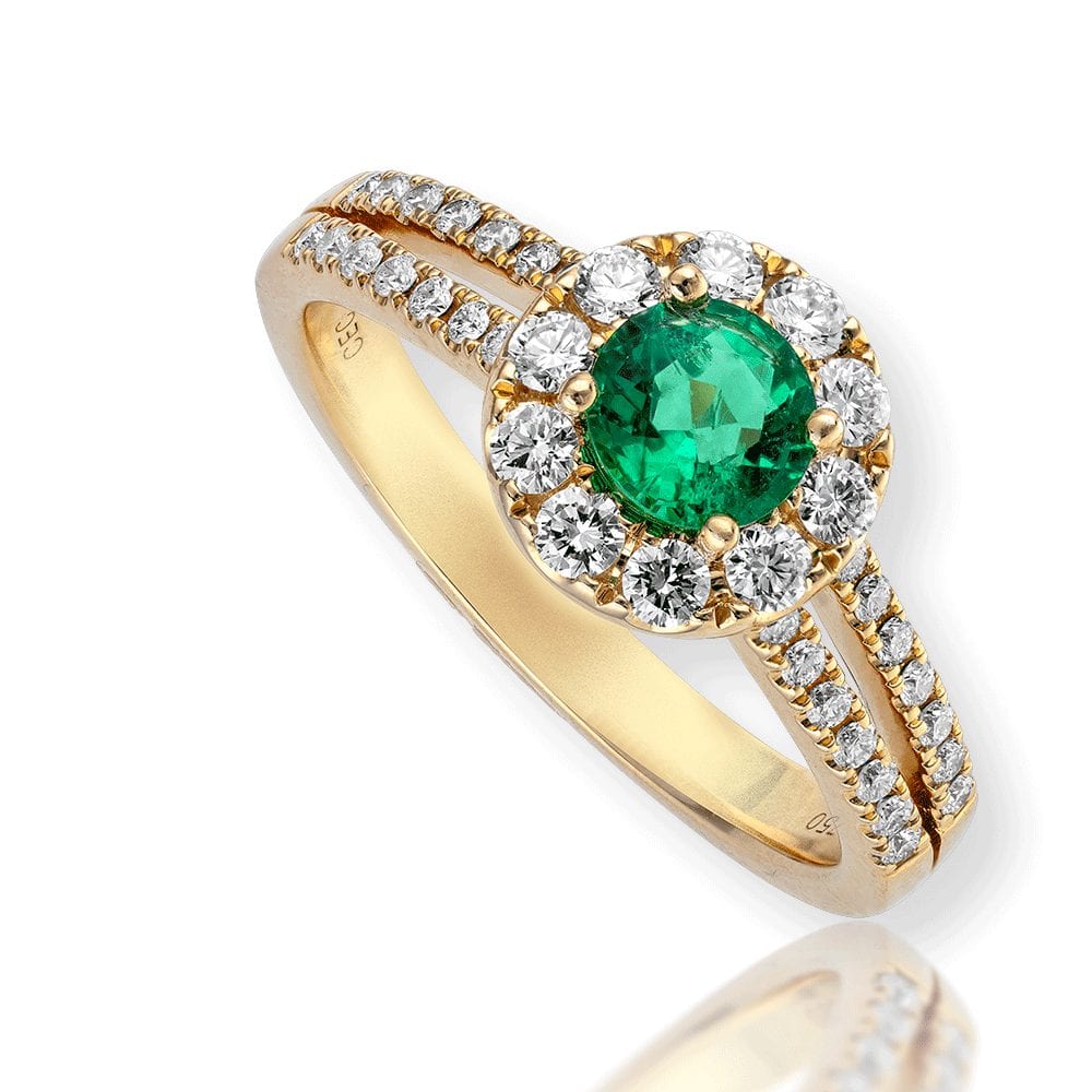 Round Fine Emerald and Diamond Ring
