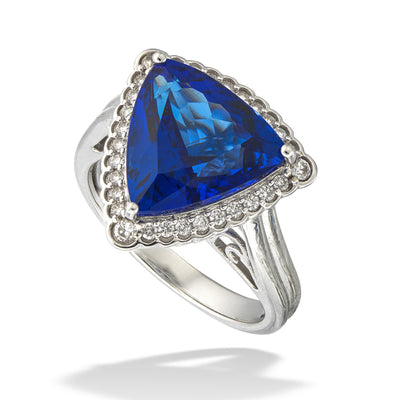 Tanzanite & Diamond Halo Ring