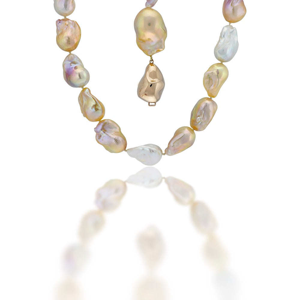 Multi-colored Baroque Pearl Strand Necklace
