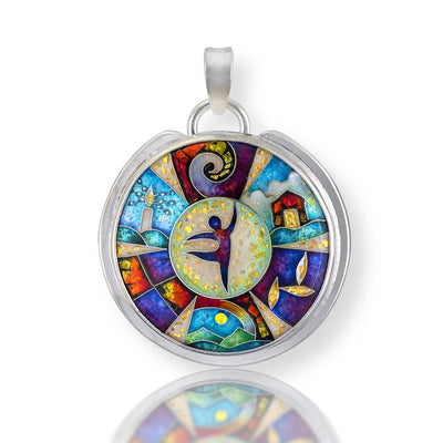 Silver Quilt Enamel Pendant by Ricky Frank