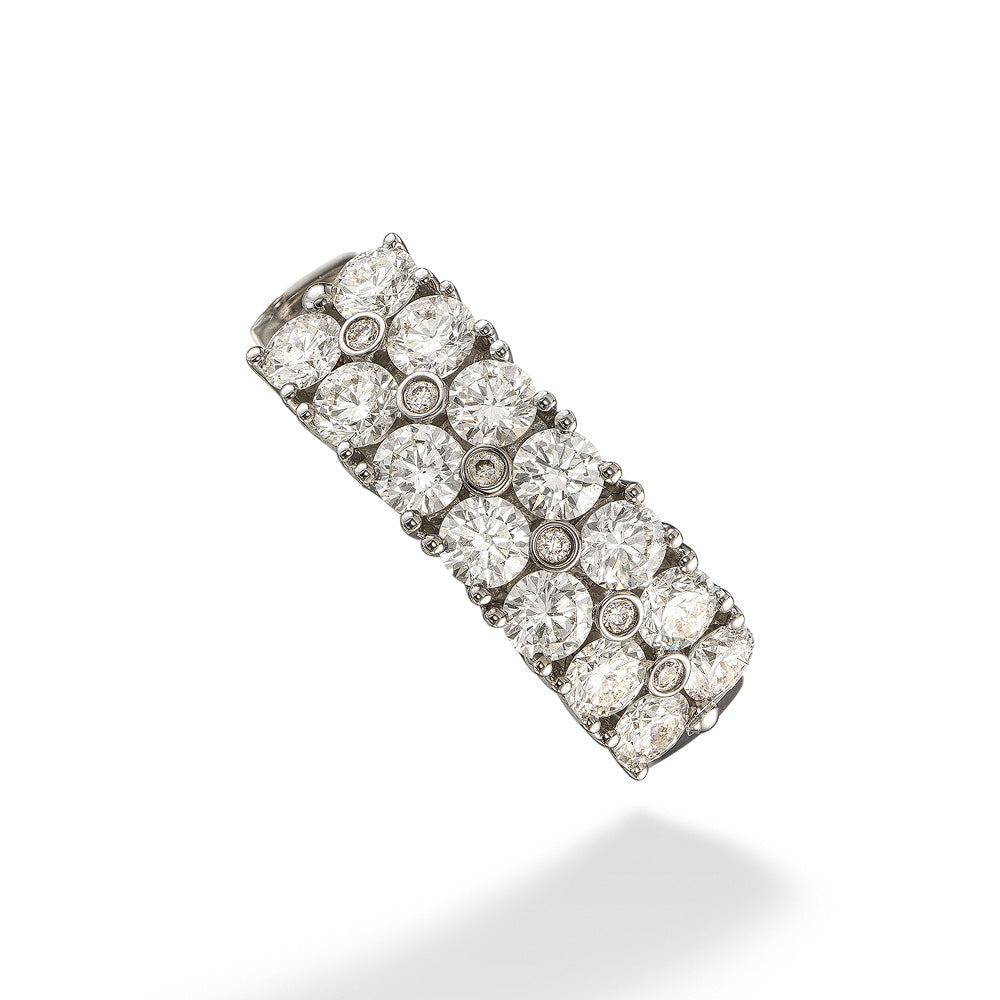 18K White Gold Double Row Diamond Band