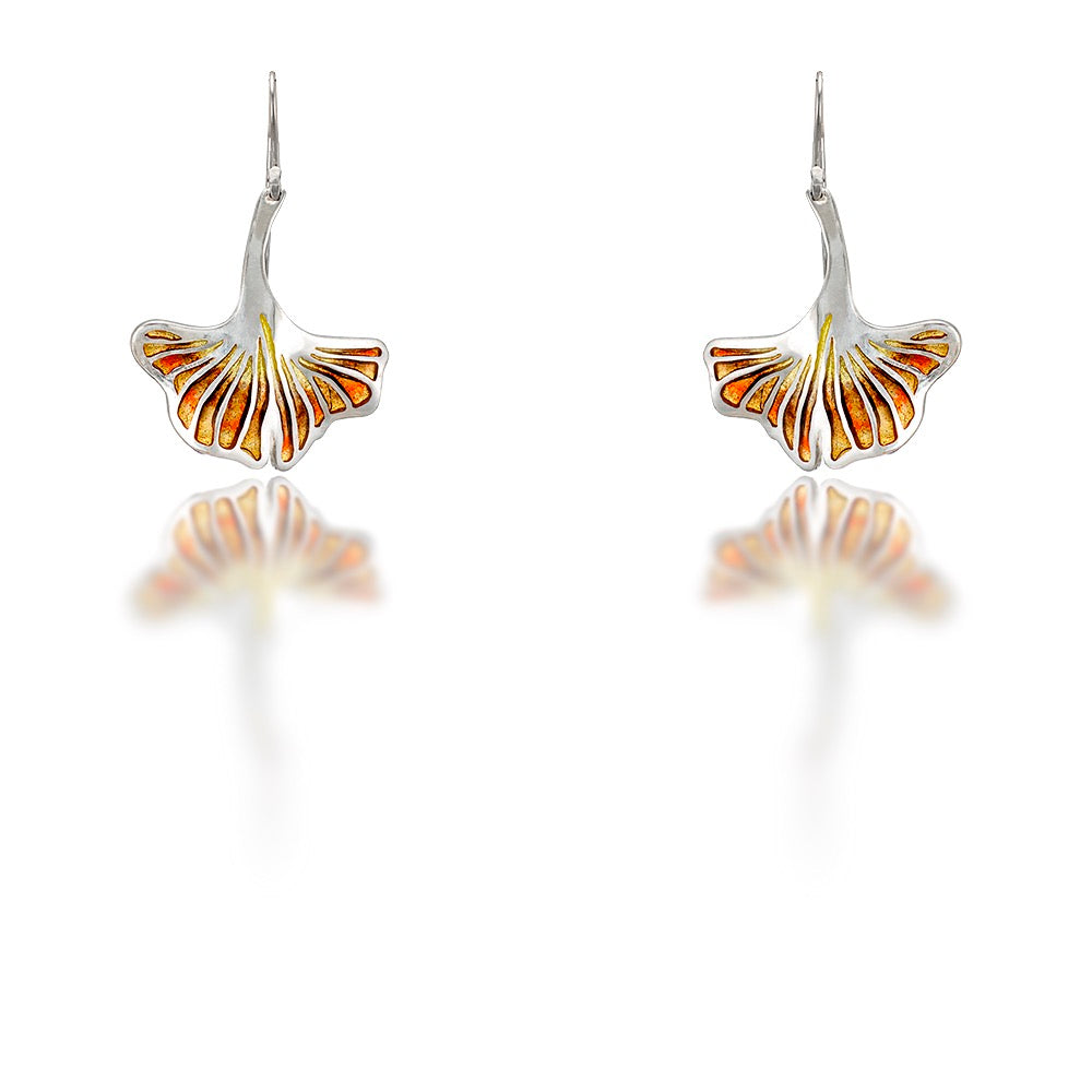 Ginkgo Leaf Plique-a-Jour Earrings by Heart Hand and Fire