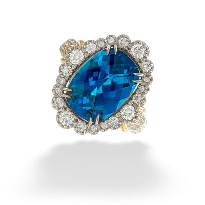 London Blue Topaz and Diamond Ring by Vahan