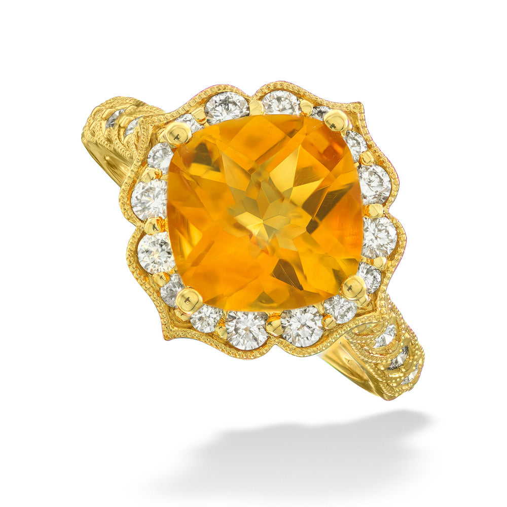 Citrine & Diamond Ring