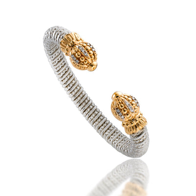 Sterling Silver Diamond Crown Cuff by Vahan