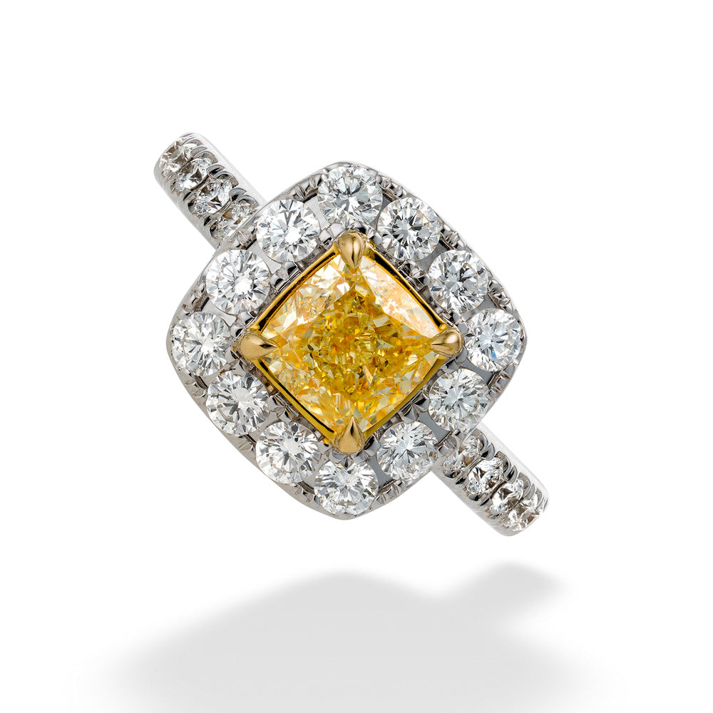 Fancy Yellow Diamond and White Diamond Ring