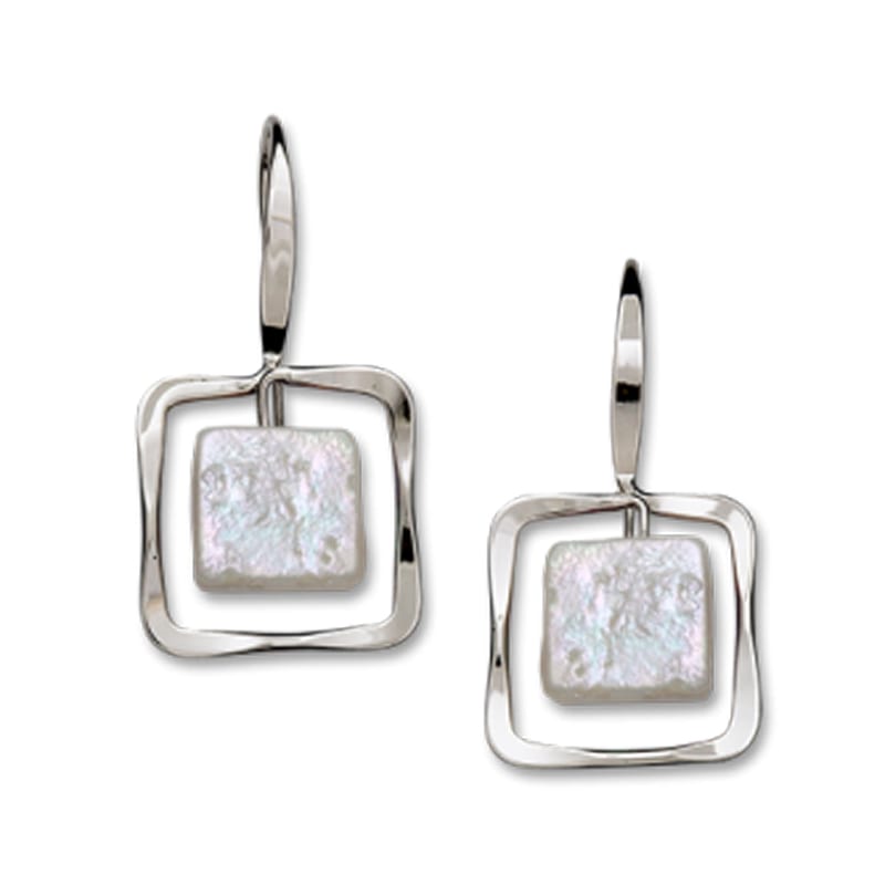 Silver Freshwater Pearl Zenith Earrings by Designer Ed Levin