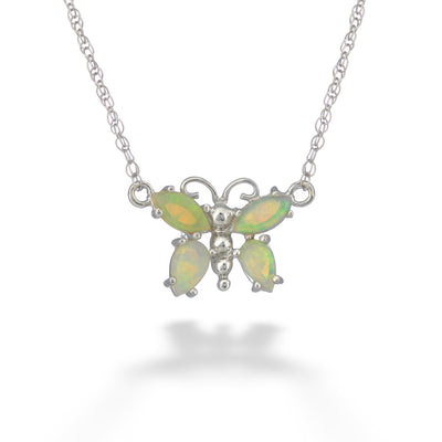 Opal Butterfly Pendant & Chain