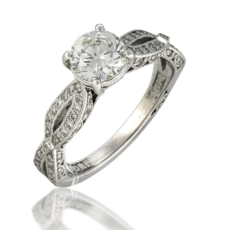 Diamond with Crescent Silhouette Engagement Ring