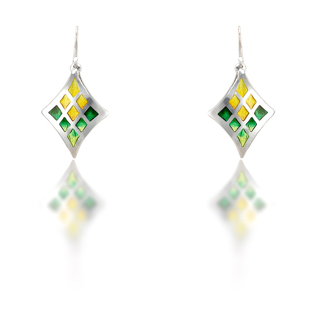 Yellow Green Daffodil Plique-a-Jour Earrings by Heart Hand and Fire