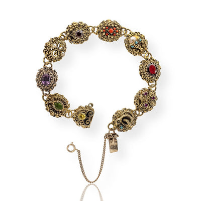 Multi-Gemstone Slide Section Bracelet