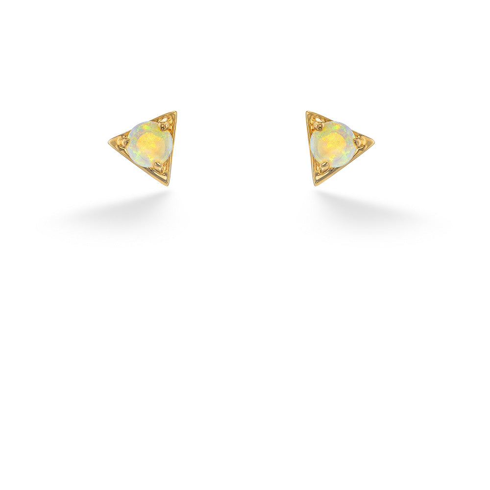 Round Australian Opal Triangle Earrings by Parle