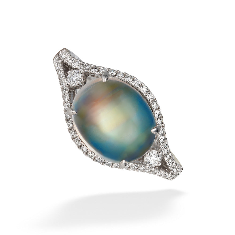 Moonstone and Diamond Ring