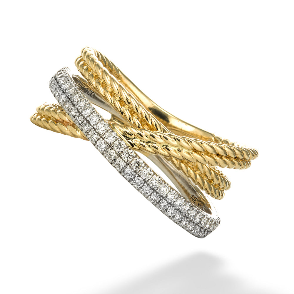 Diamond Twisted Rope & Criss Cross Hampton Ring by Gabriel & Co.