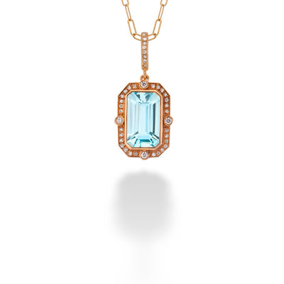 Aquamarine and Diamond Pendant Necklace by Just Jules