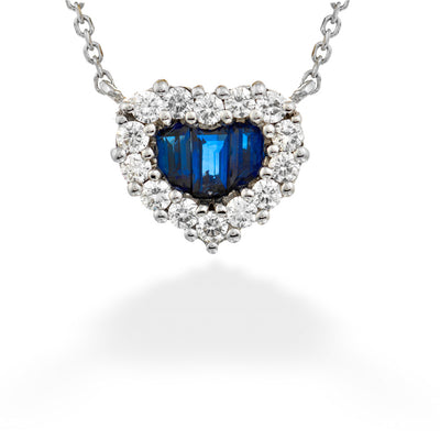 Blue Sapphire and Diamond Heart Necklace by Gabriel & Co.