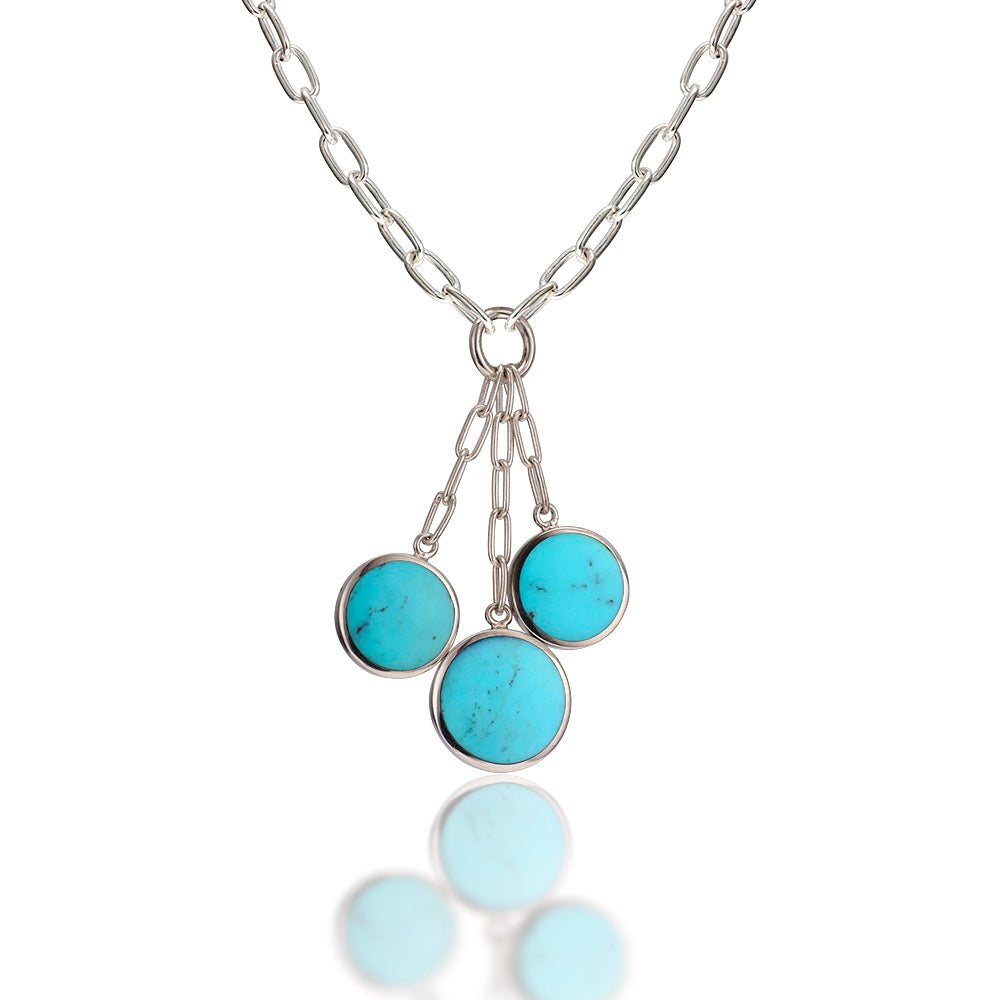Sterling Silver Turquoise and Lapis Reversible Necklace