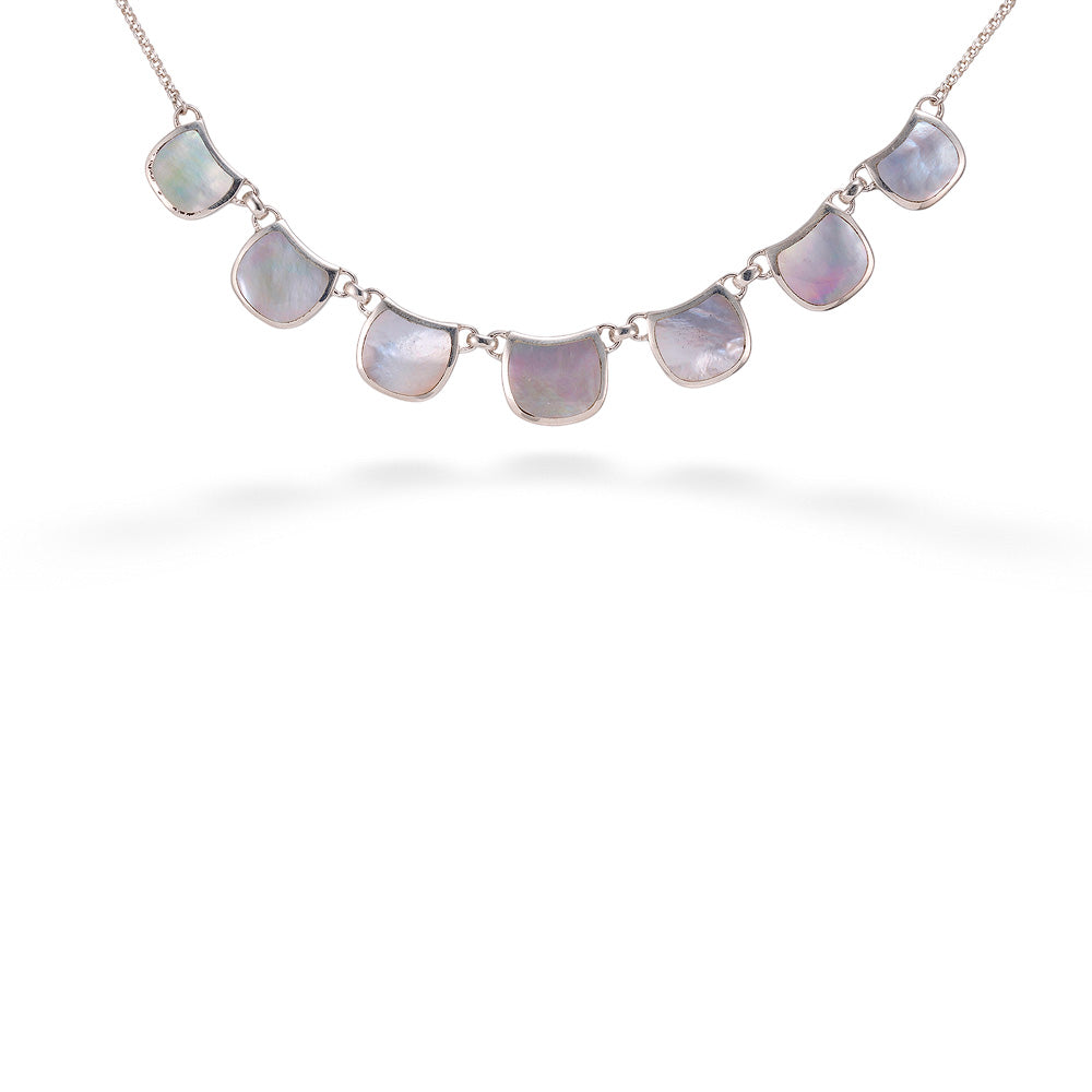 White Mother of Pearl Reversible Necklace by Acleoni