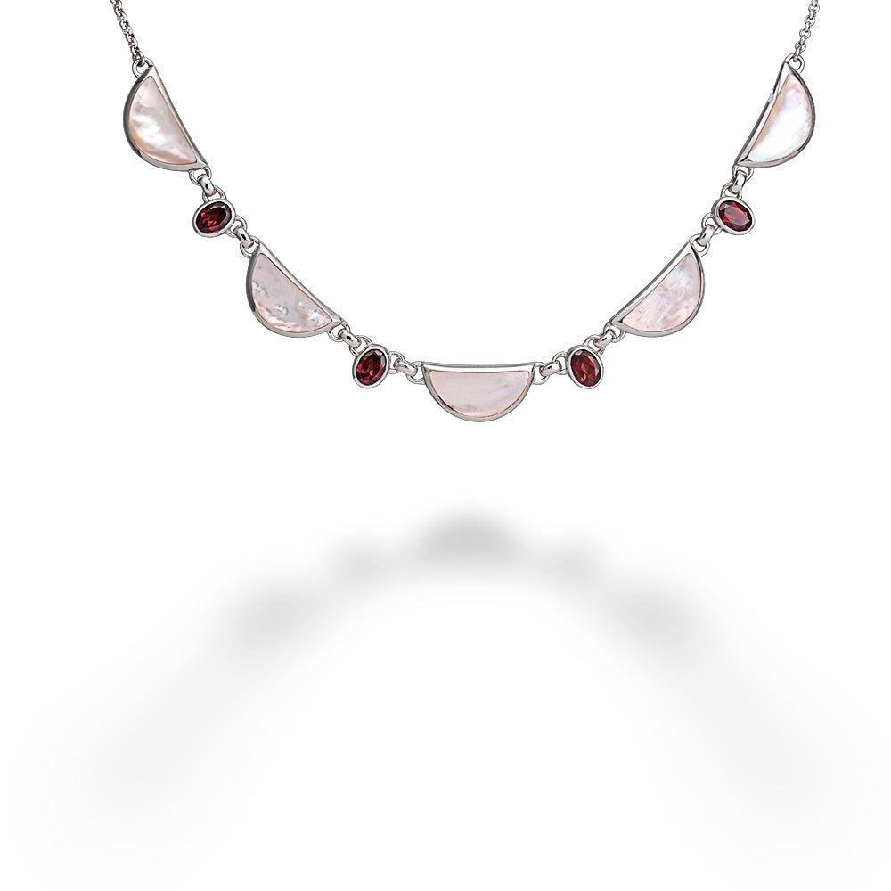 Mother of Pearl and Garnet Necklace by Acleoni