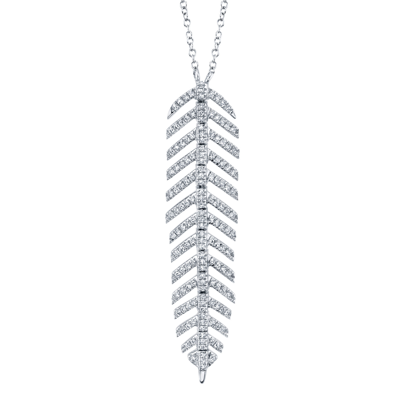 Diamond Feather Pendant & Chain by Shy Creation