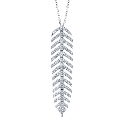 Diamond Feather Pendant & Chain by Shy Creation