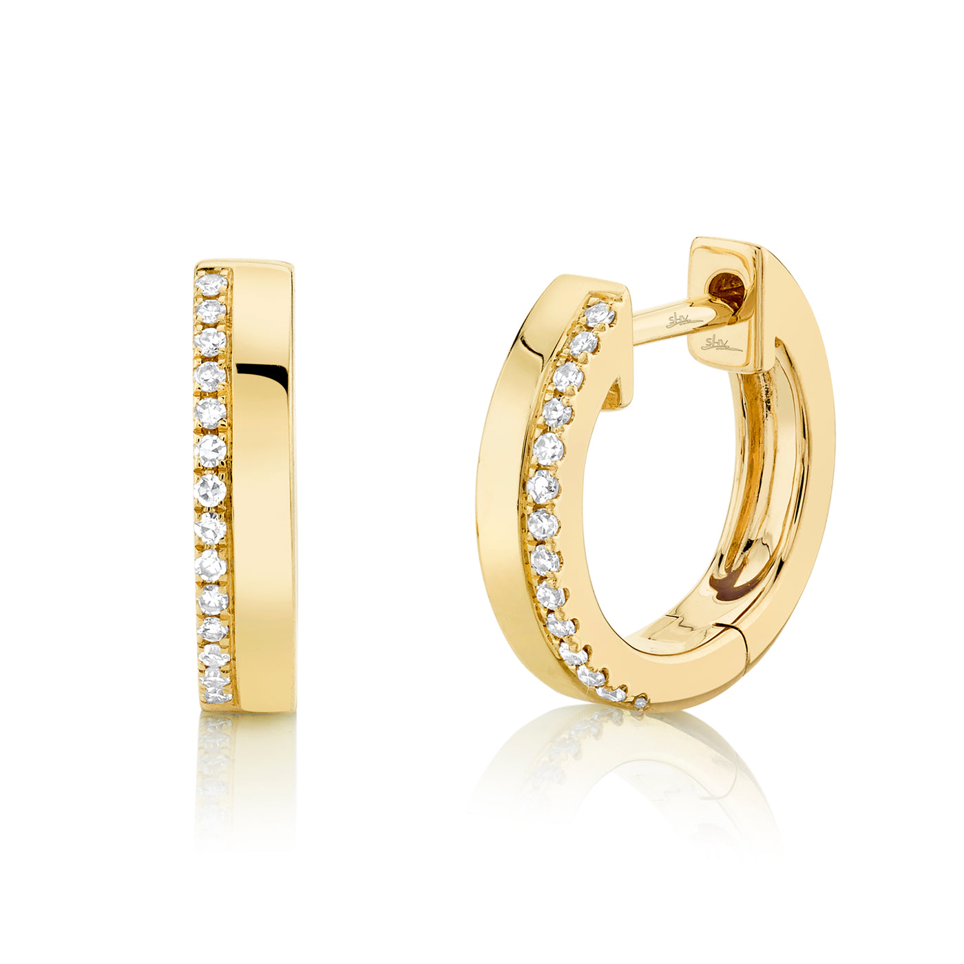 Diamond Huggie Hoop Earrings by Shy Creation