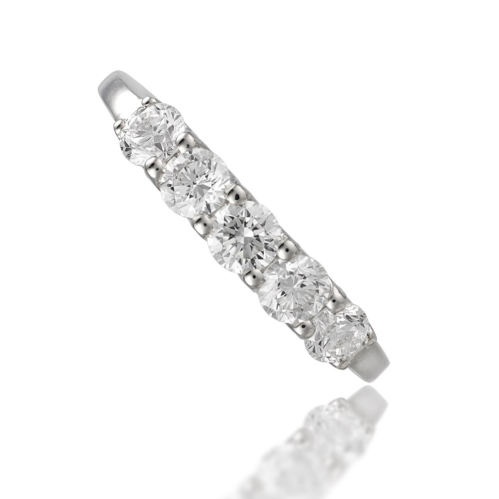 14K White Gold Diamond 5-Stone Wedding Band