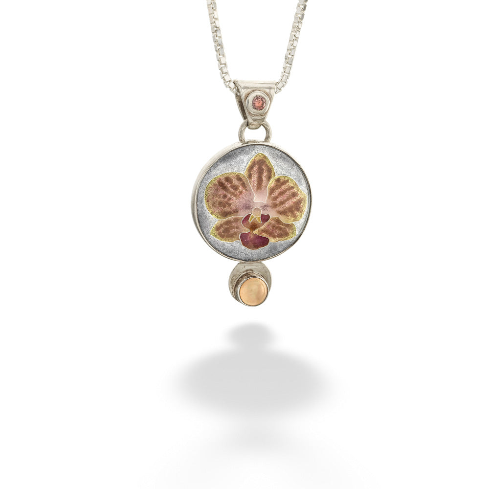 Phalaenopsis Orchid Cloisonne Pendant by Heart Hand and Fire