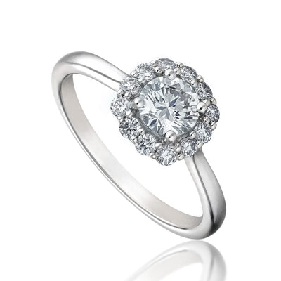Round Diamond Halo Accent Engagement Ring
